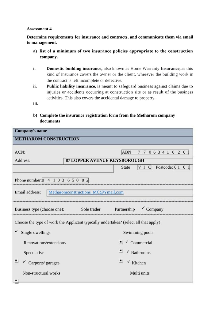 Construction Insurance Requirements and Contracts