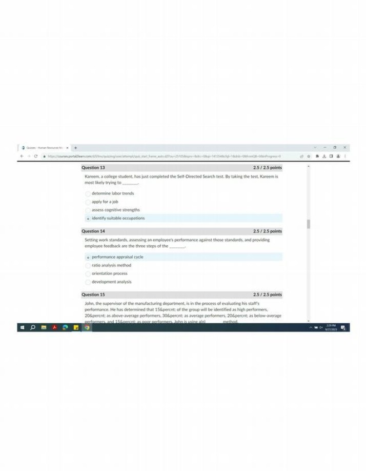 Quiz on Human Resources Management