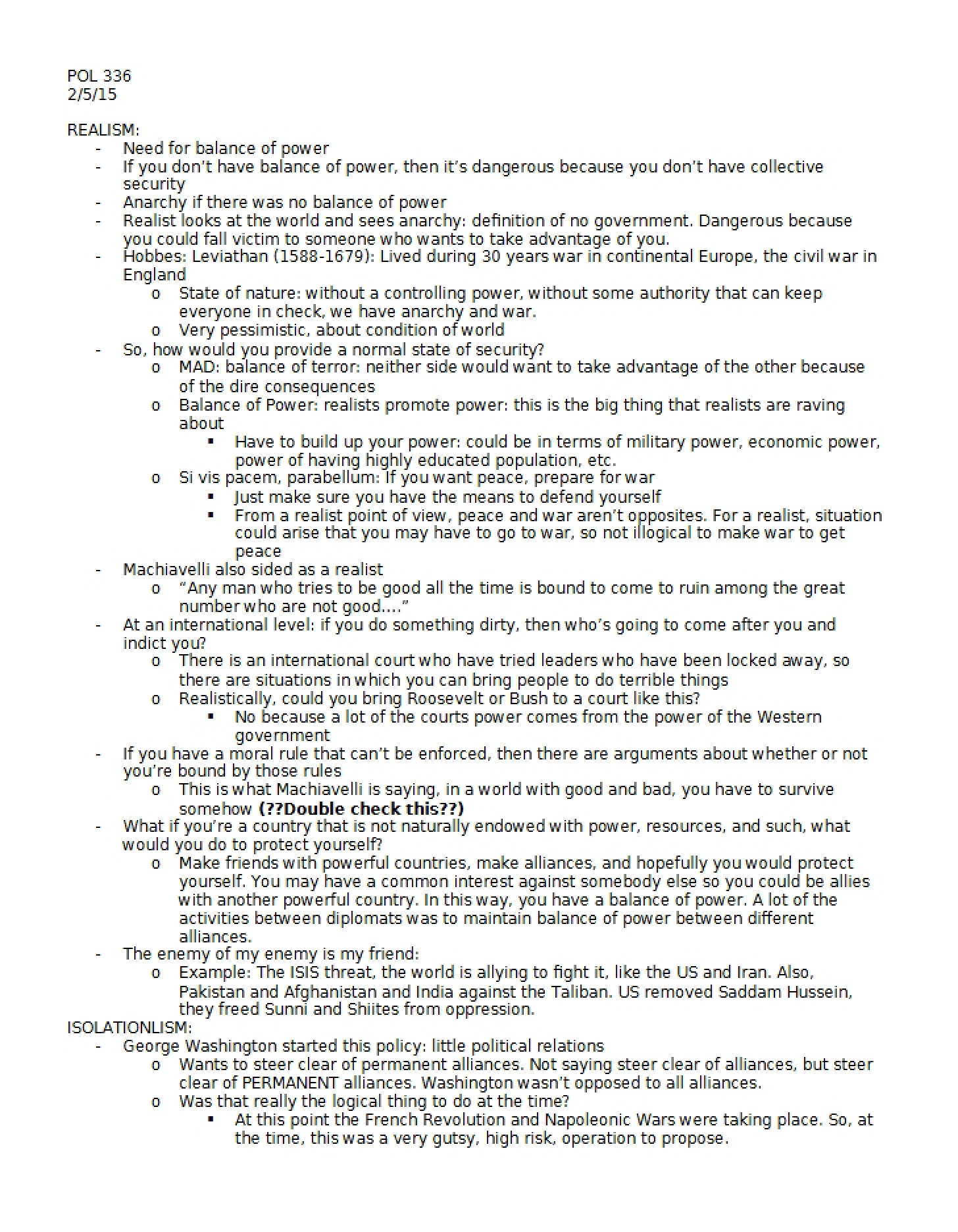 Notes from Class
