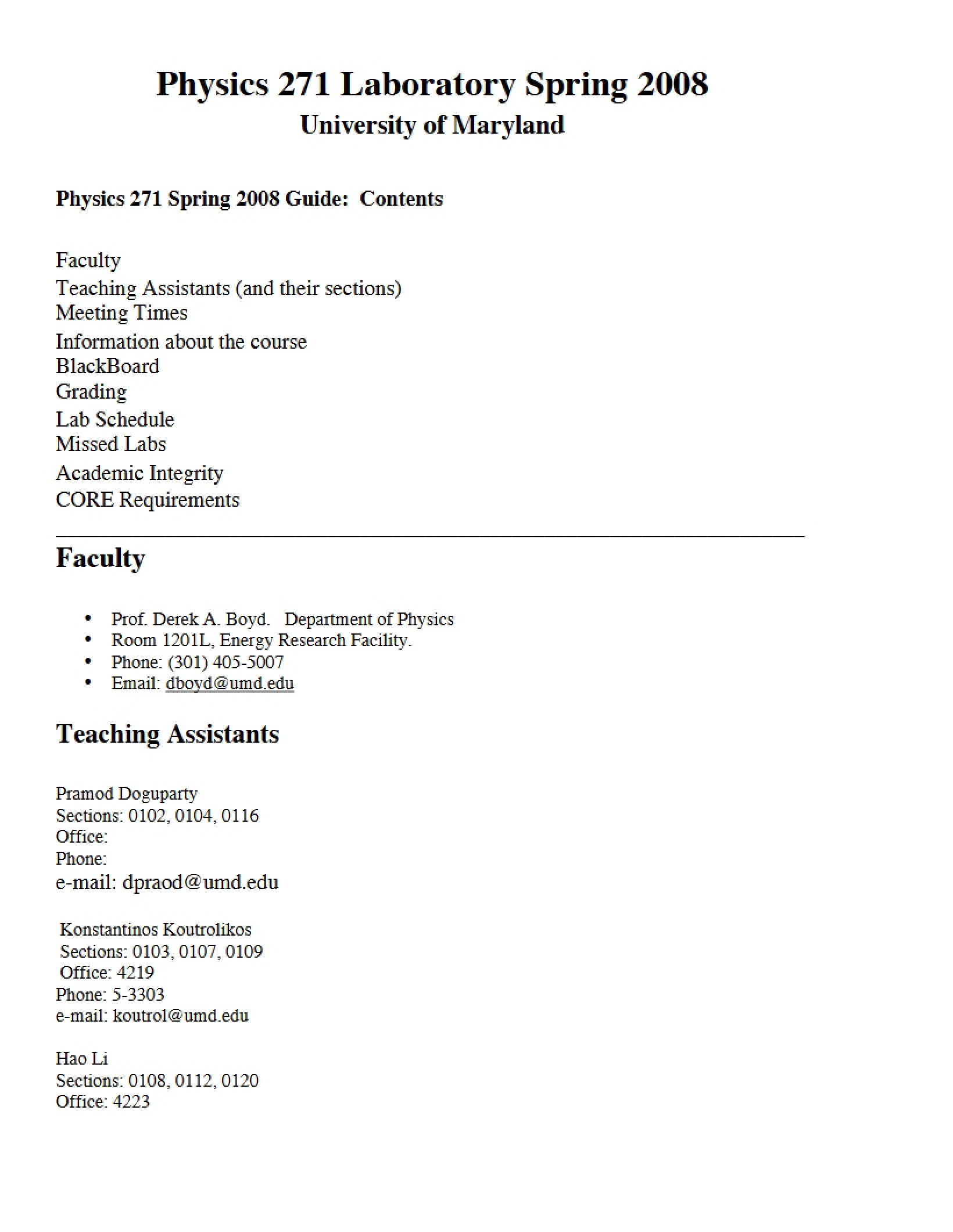 Physics 271 Syllabus