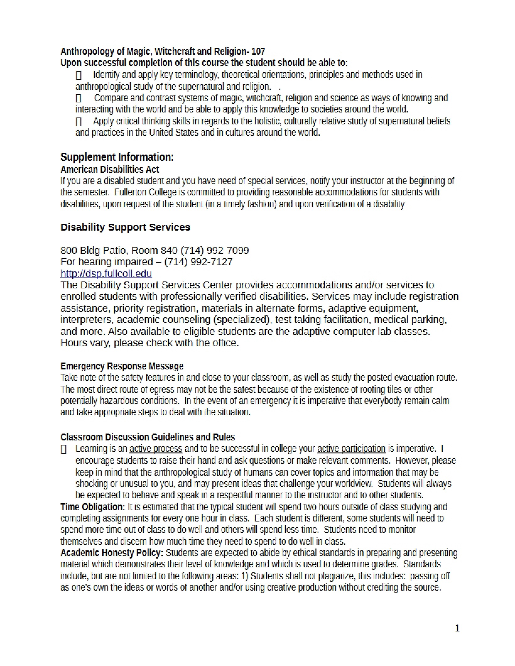 Campus Info and SLOs Supplement (Anth 107)