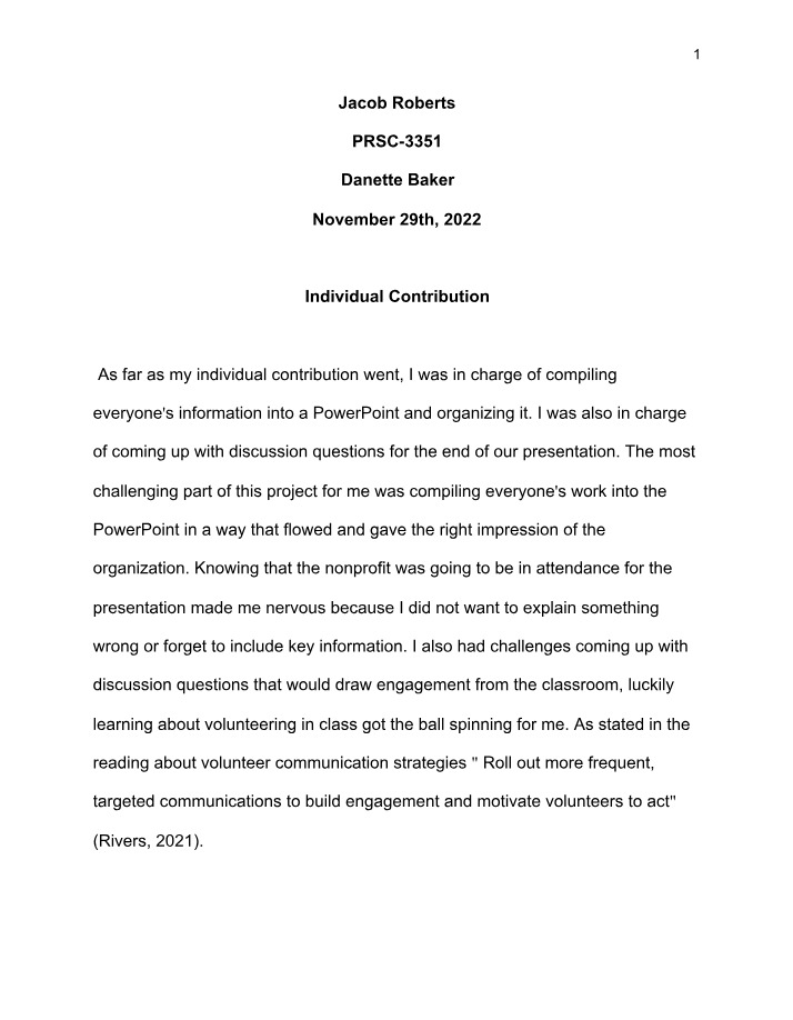 PRSC-3351 Individual Contribution