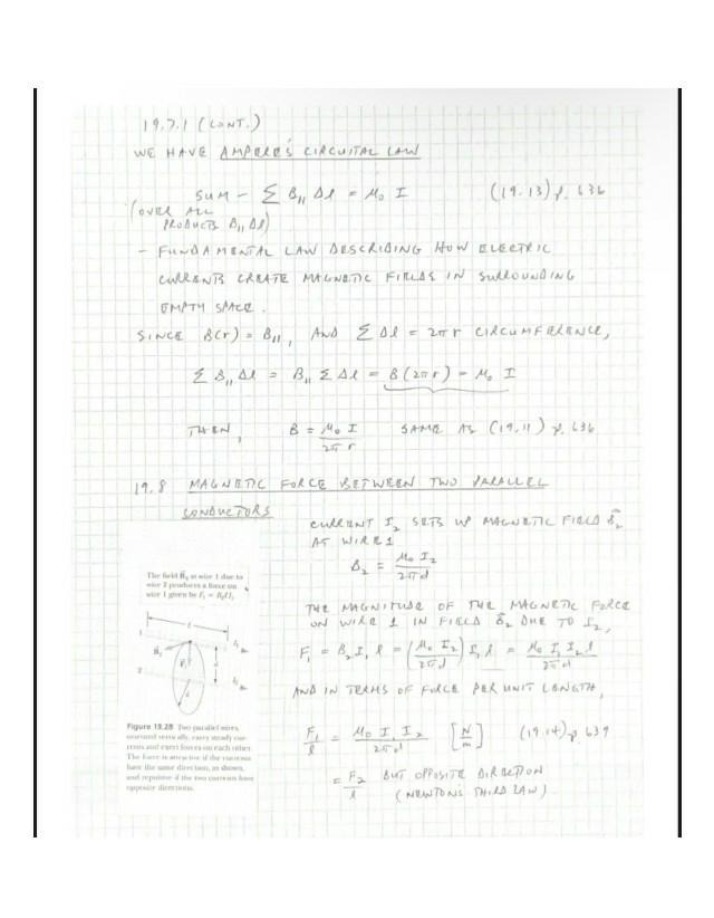 Notes on Amperes Law and Magnetic Force Between Conductors