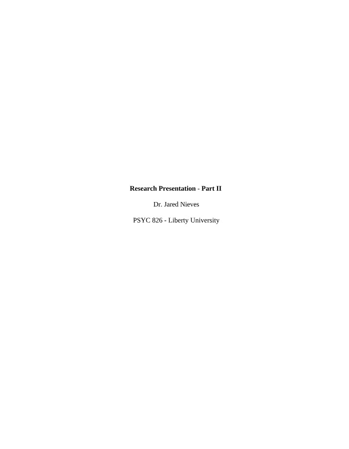Part II - Research Presentation