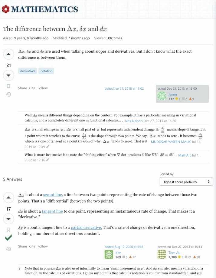 Δx, δx, and dx - Understanding the Difference