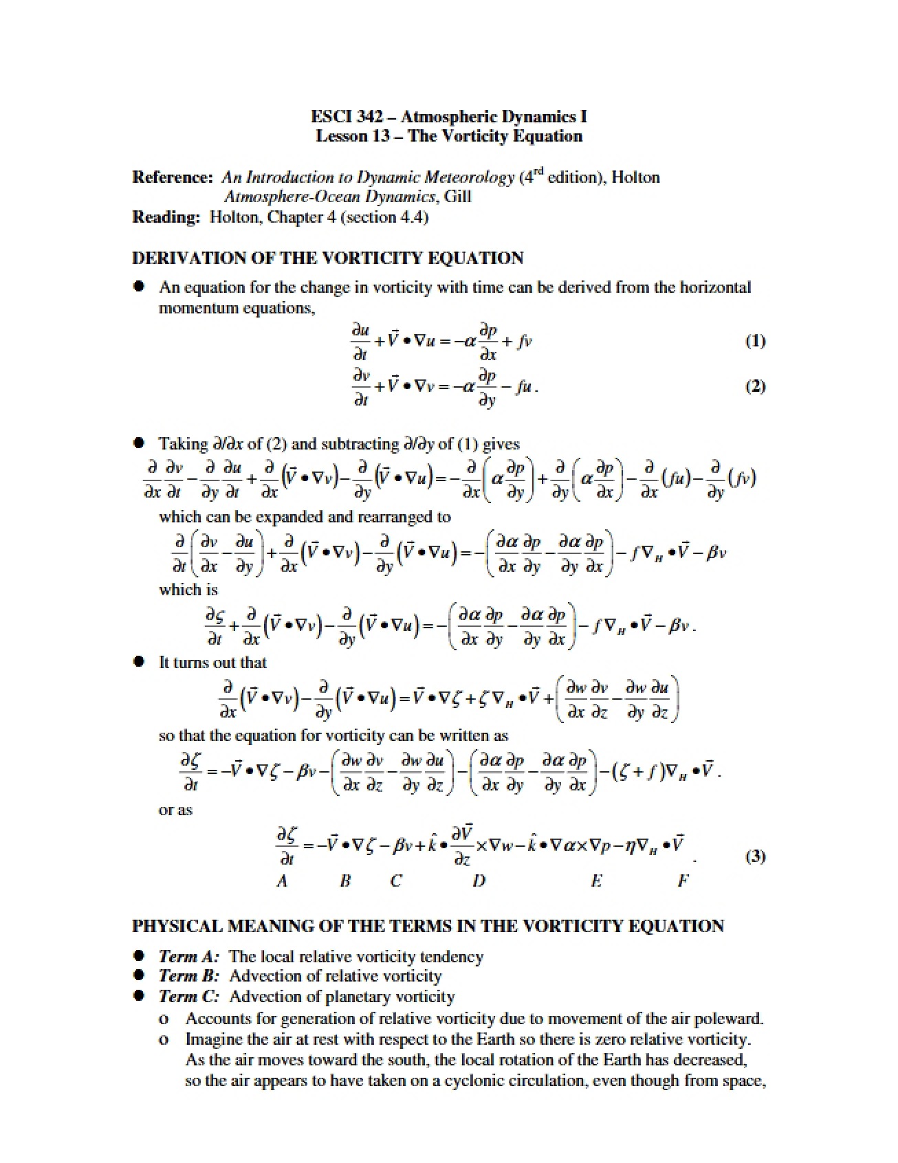 Atmospheric Motion Principles
