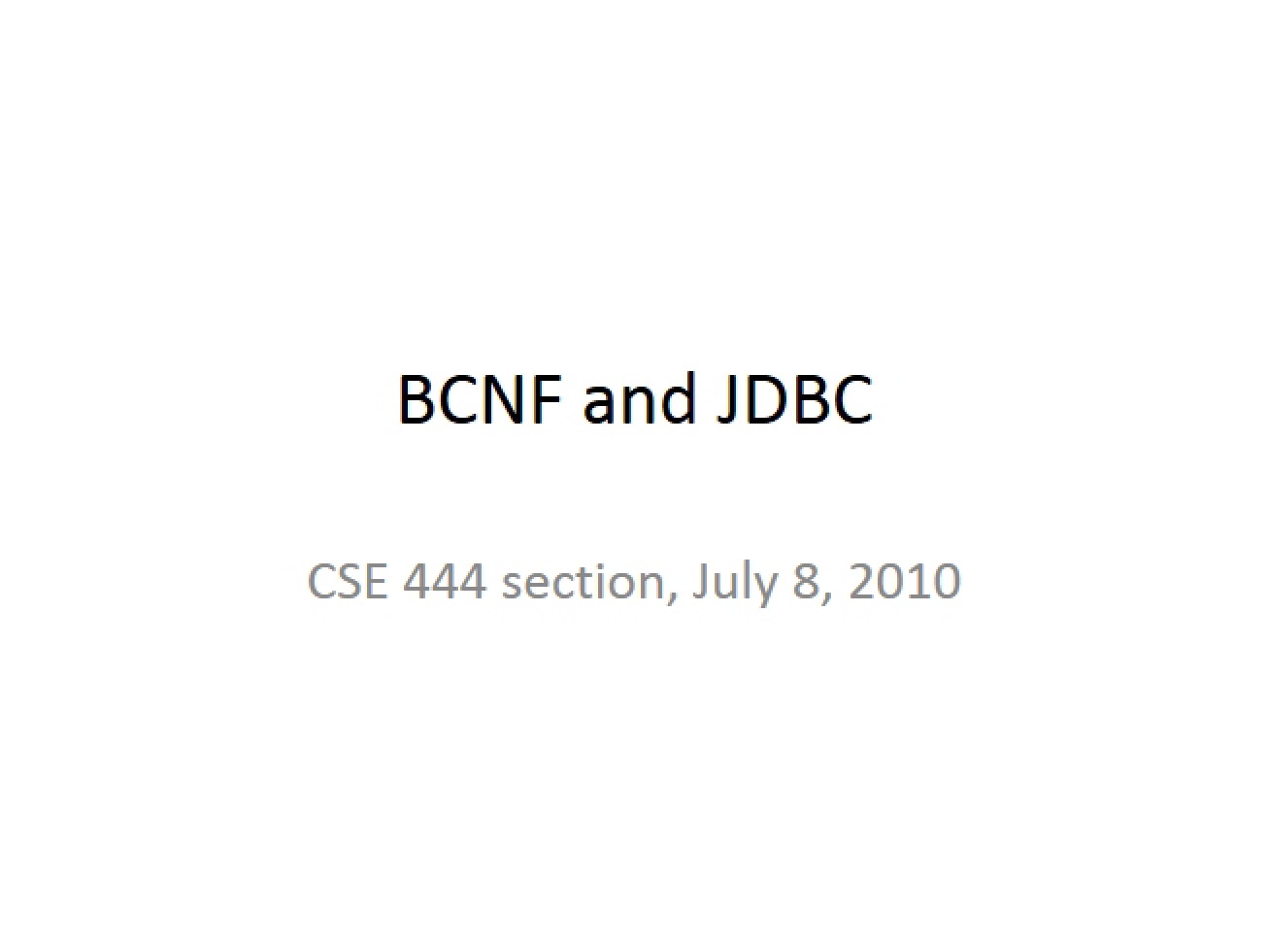 JDBC and BCNF