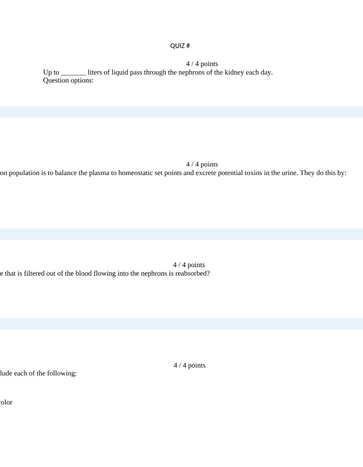 Quiz on the Role of Nephrons in Kidney Function