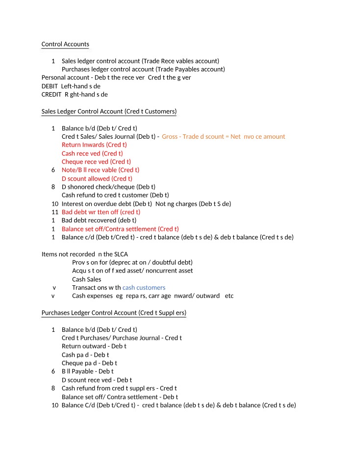 Control Account Notes