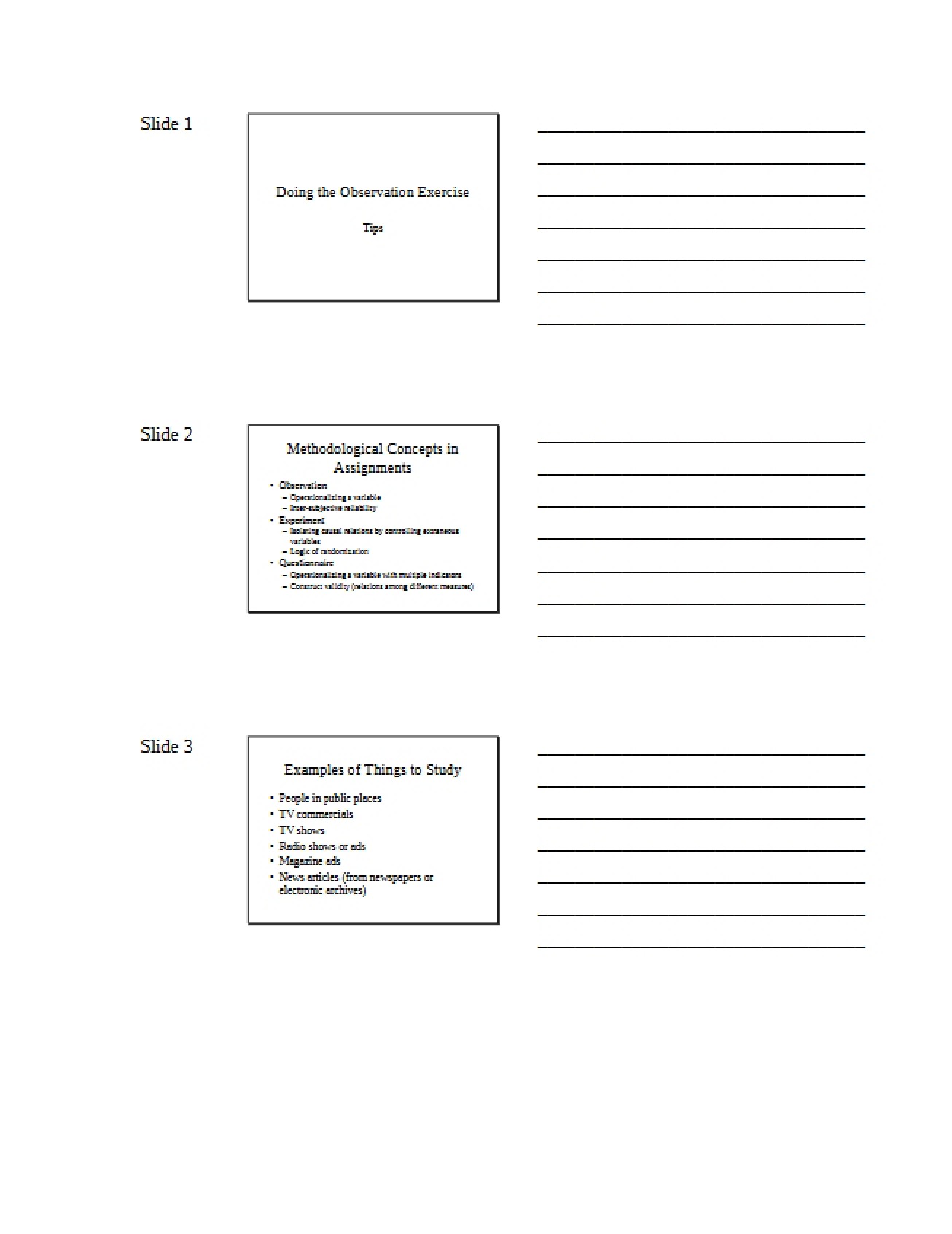 Observation Exercise Execution