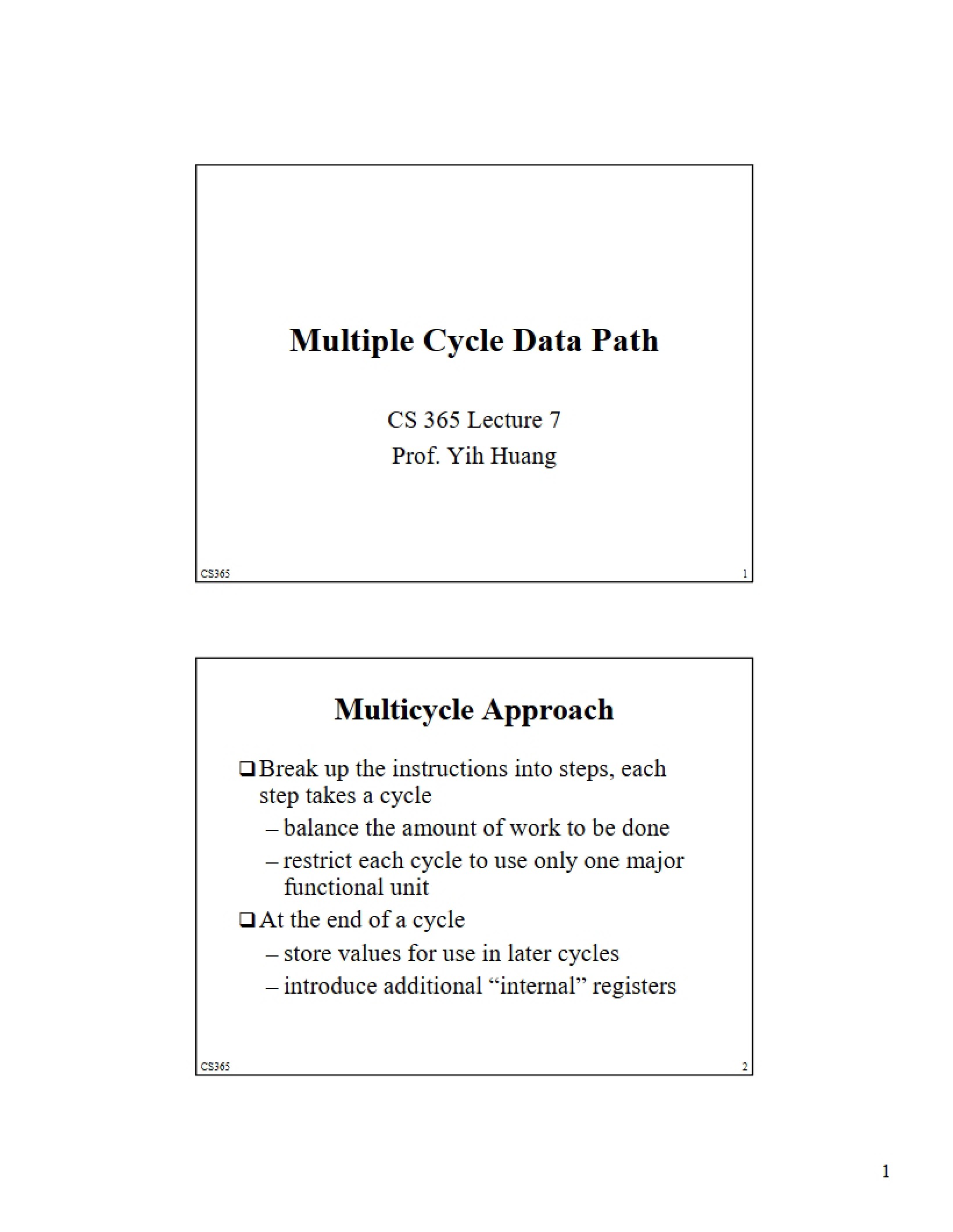 Data Path with Multiple Cycles