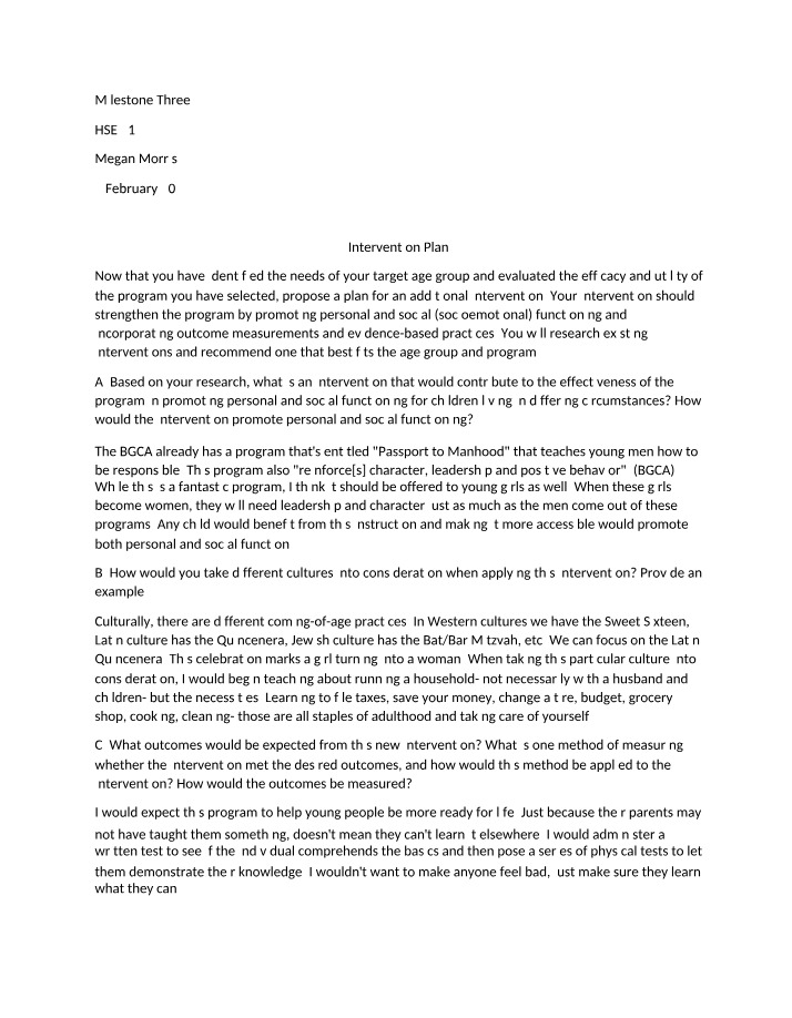 HSE215 - Milestone Three