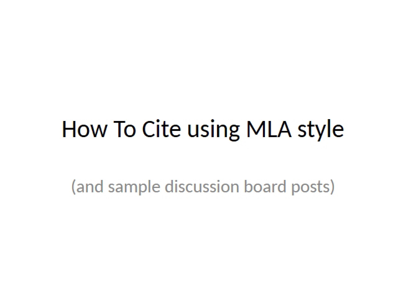 MLA Style Citation Guide