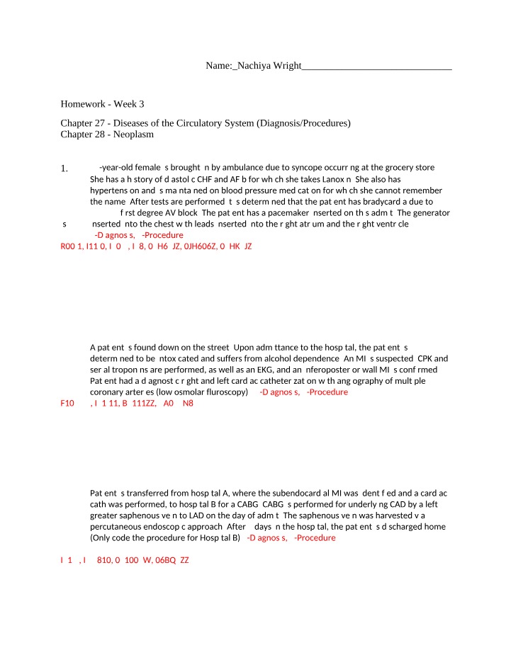 Diagnosis and Procedures for Diseases of the Circulatory System Part B