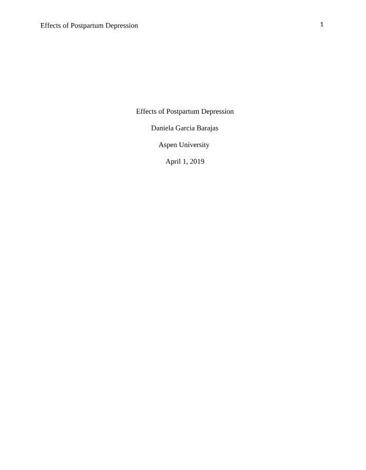 Postpartum Depression Effects