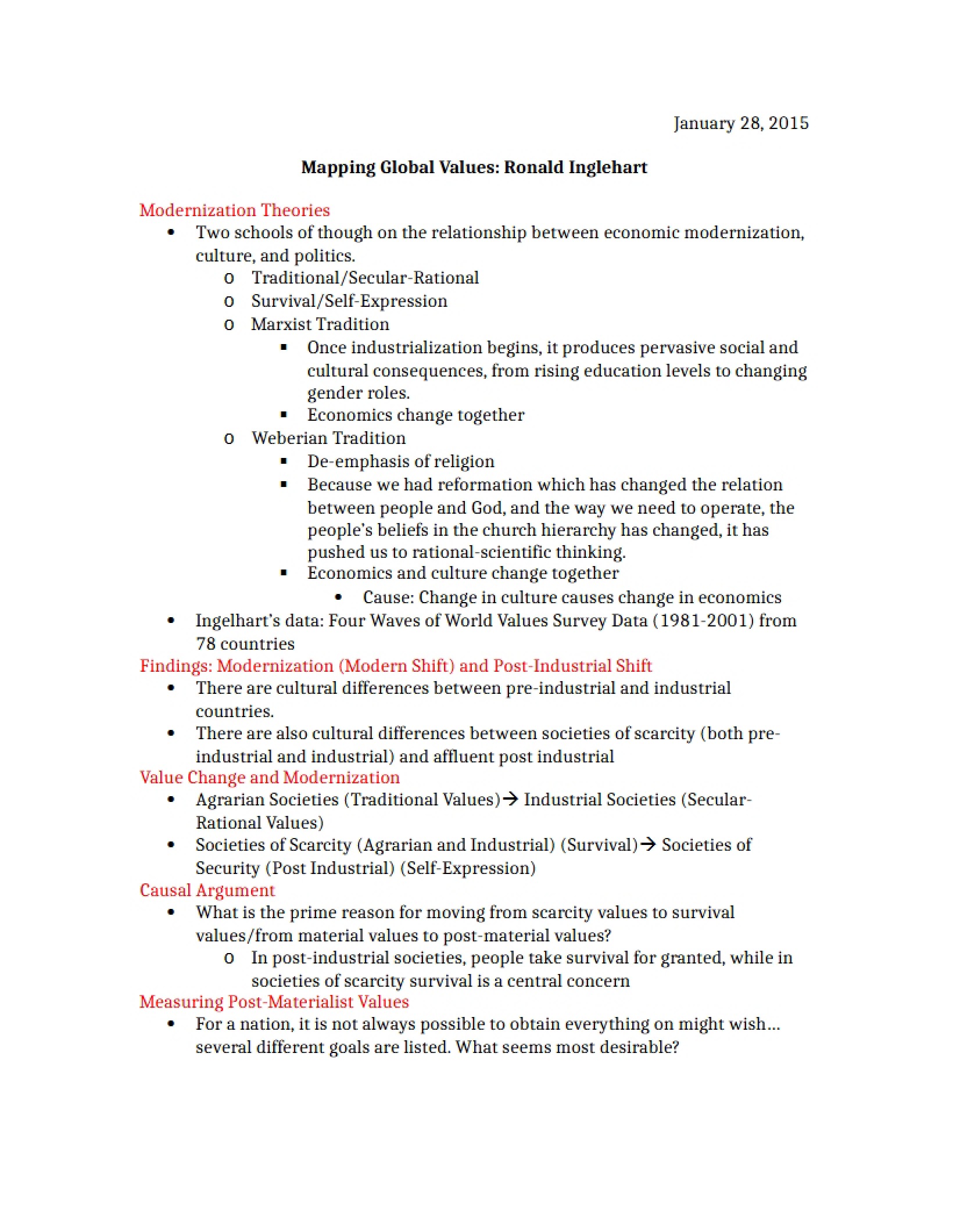 Global Issues Lecture Jan 28, 2015