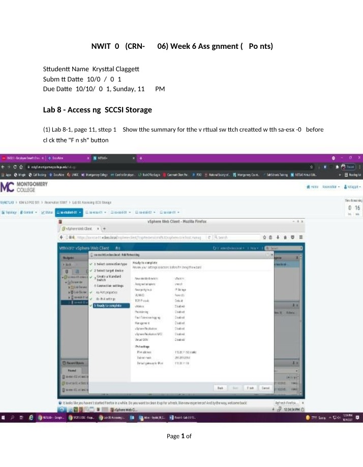 NWIT204 - Labs 8, 9, and 10 Week 6