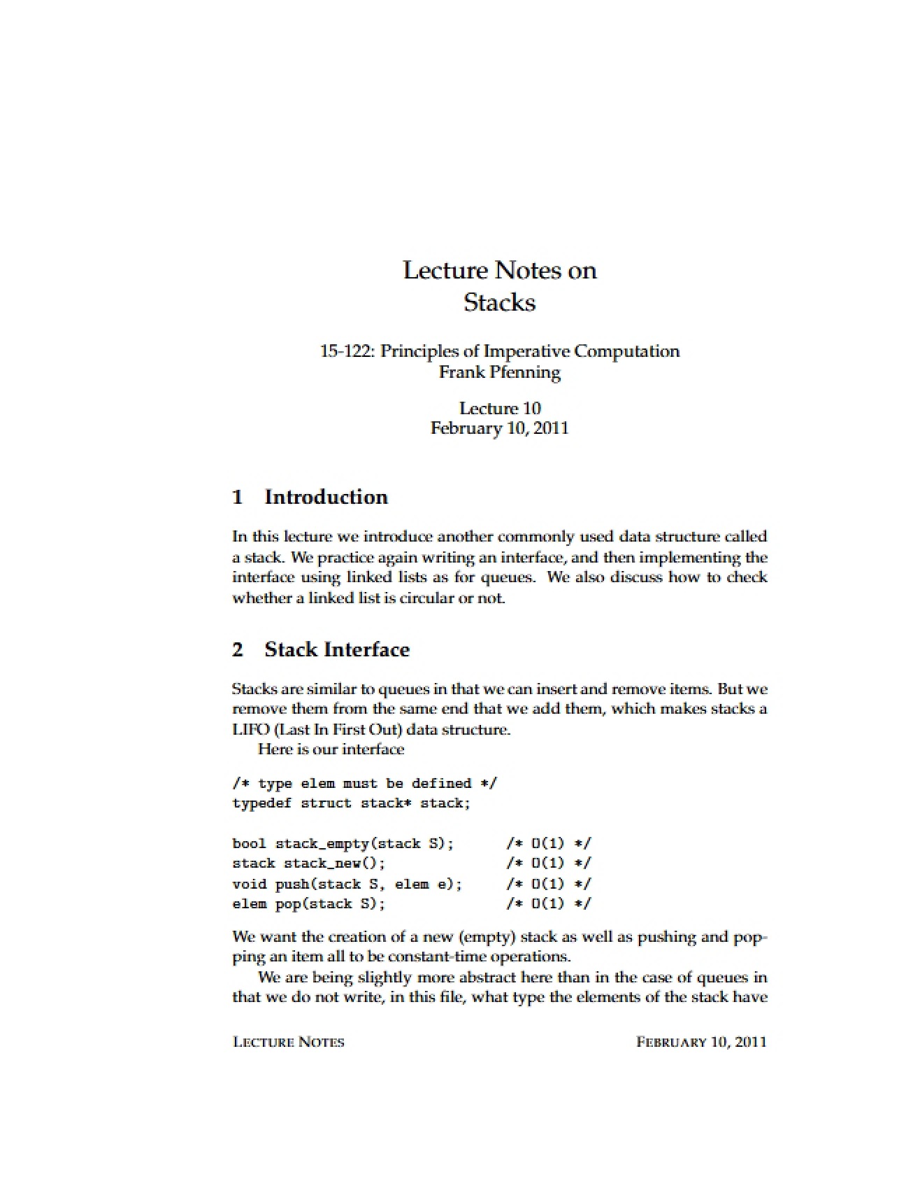 Stacks Lecture Notes