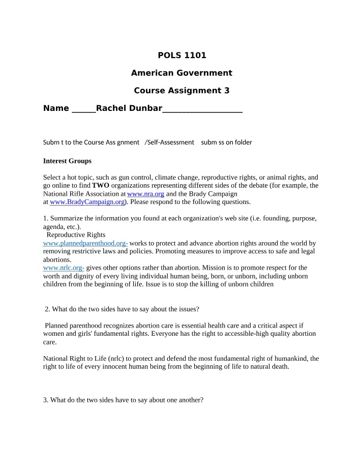 American Government Assignment 3