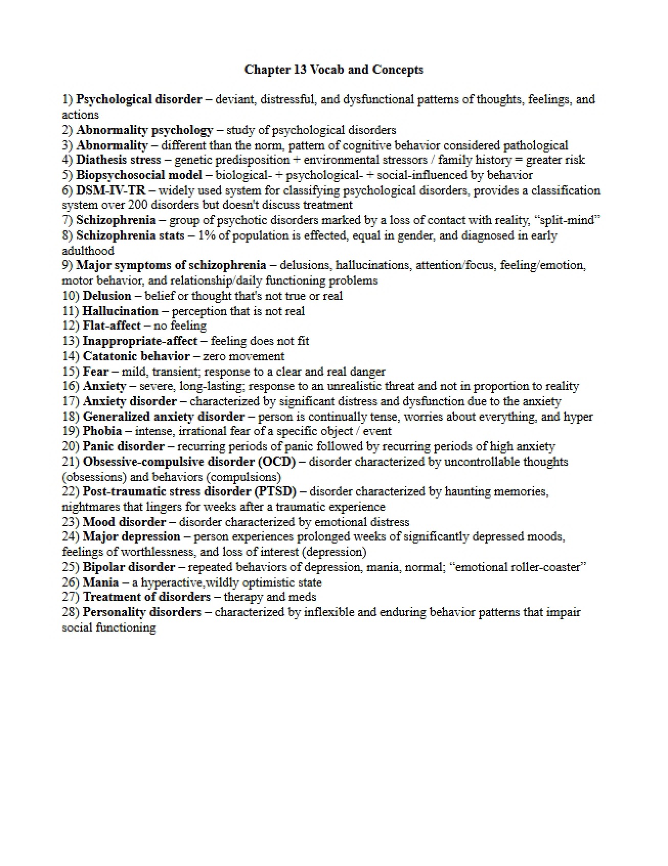 Vocabulary and Concepts from Chapter 13