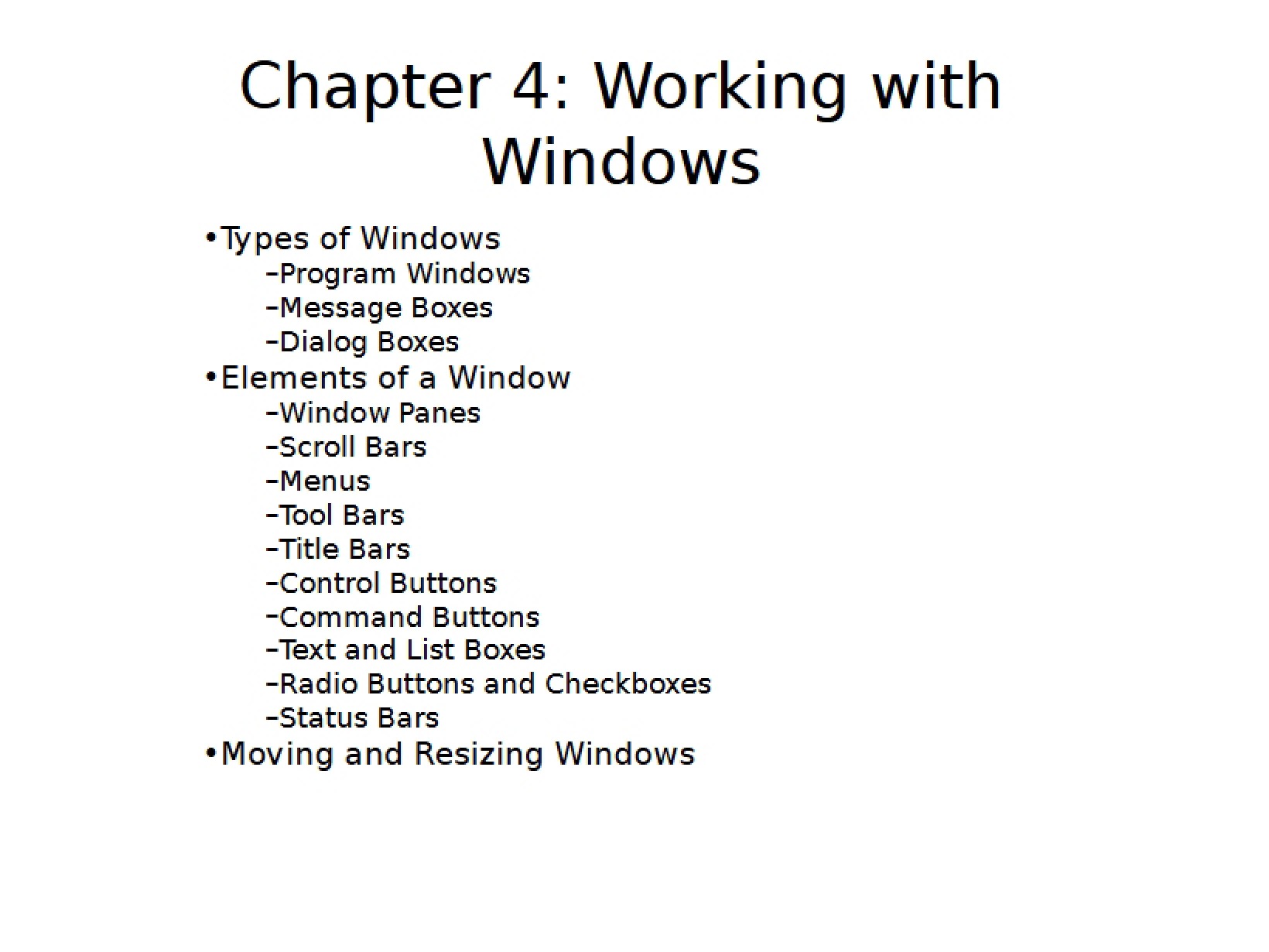 Windows Operations