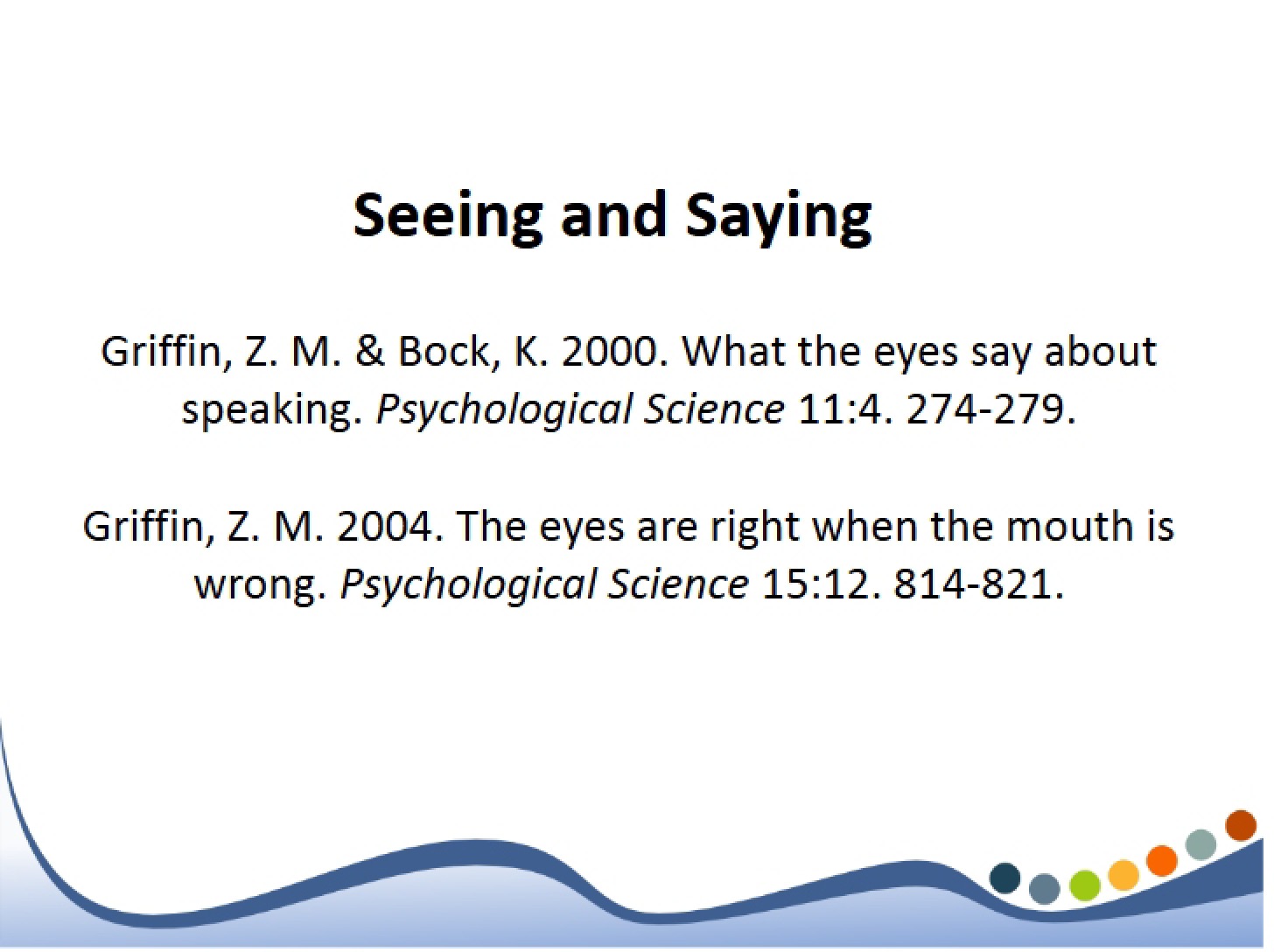 Saying and Seeing