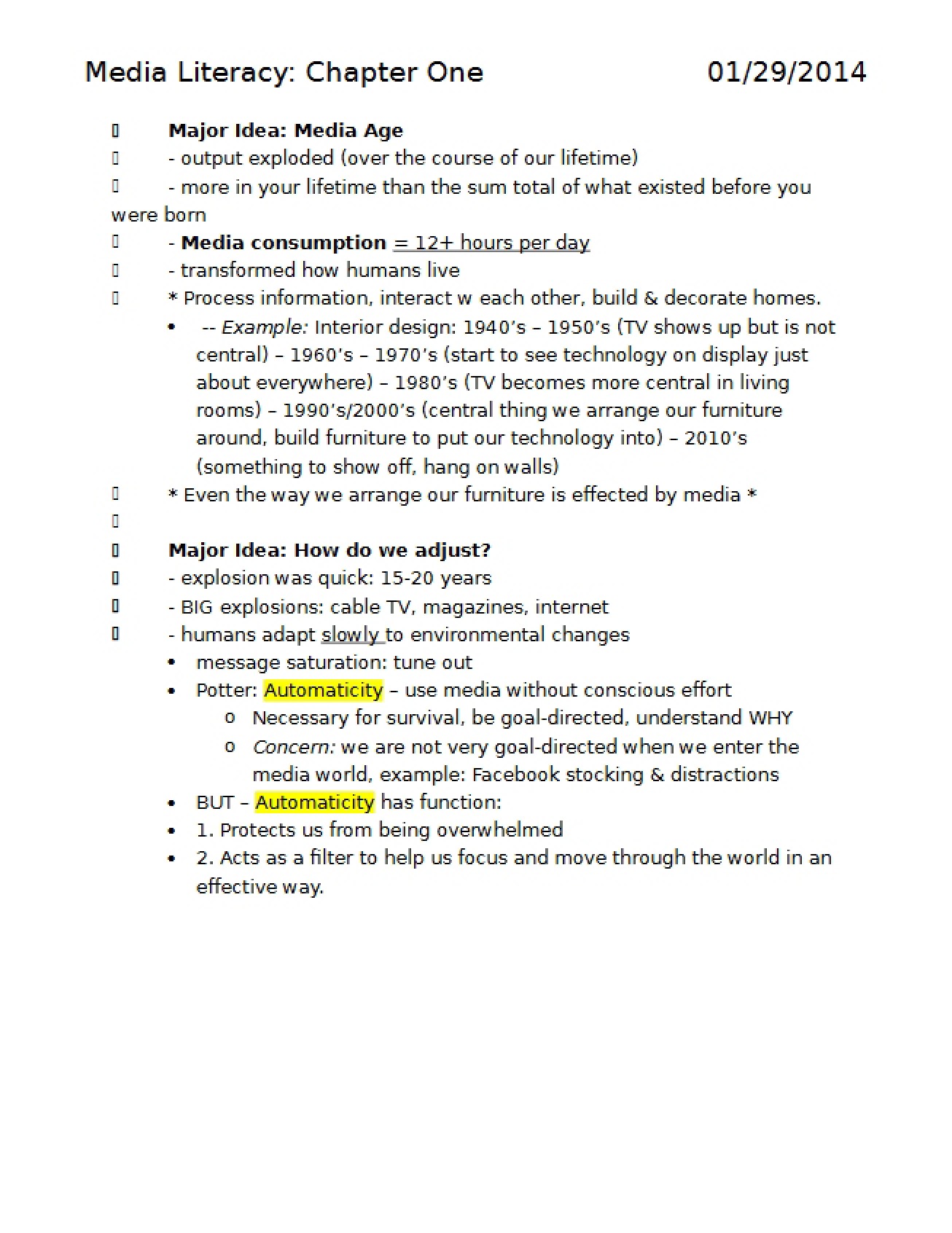 Journalism Notes Media Life