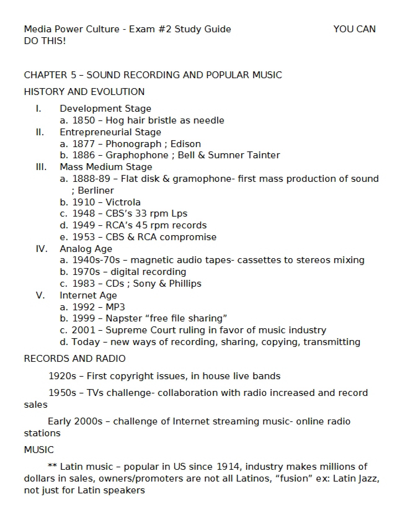 Second Exam Study Guide