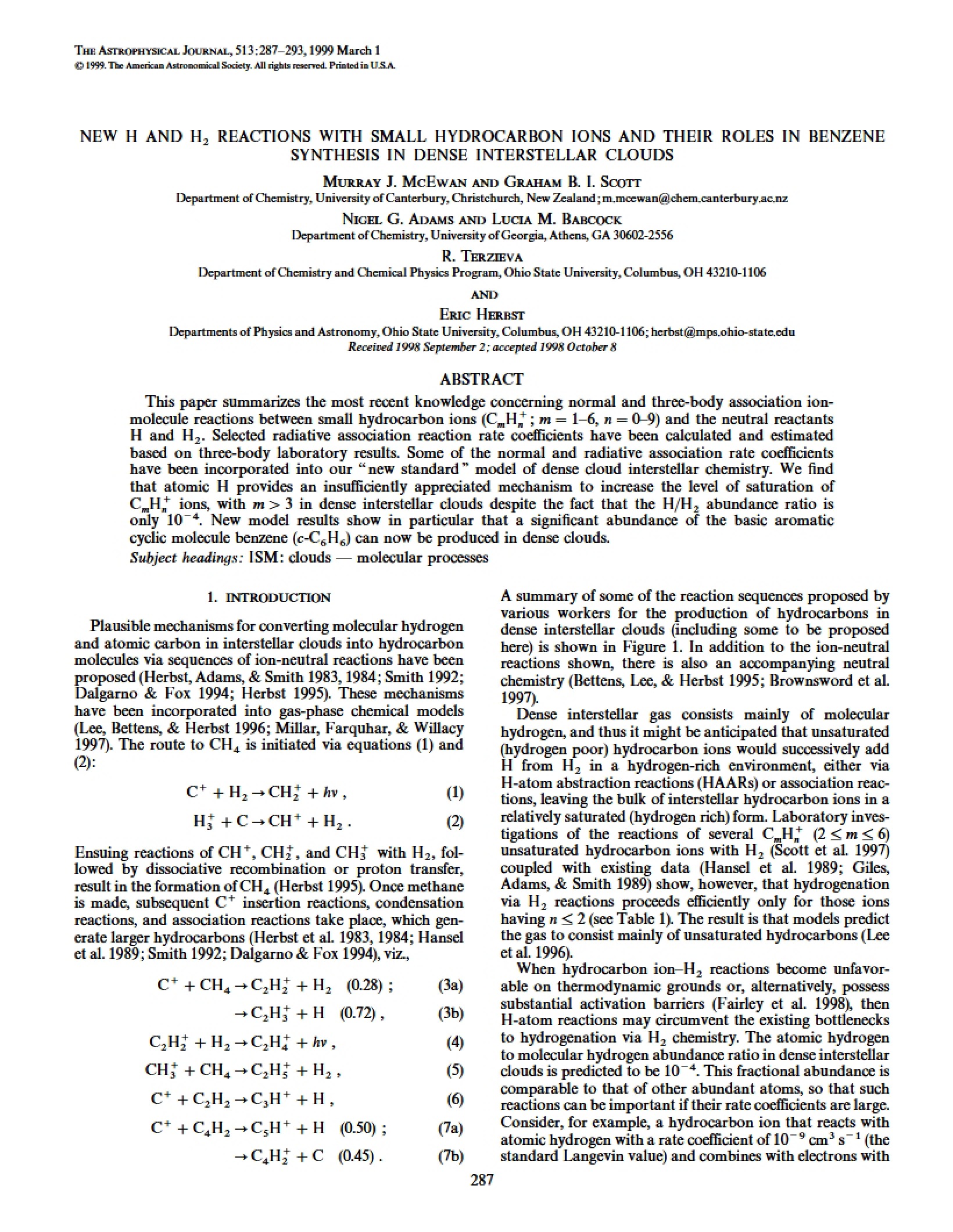 Hydrocarbon Ions and New H Reactions