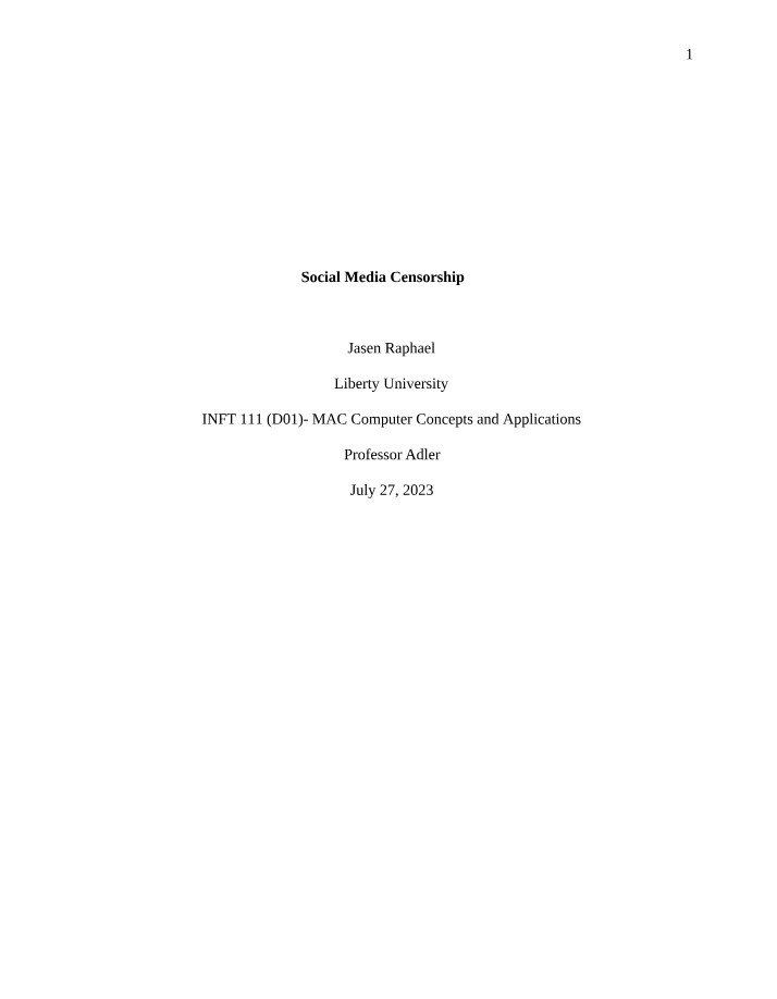Essay on Social Media Censorship