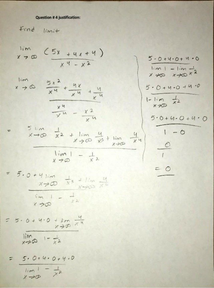 Question 4 - Limit Calculation Justification