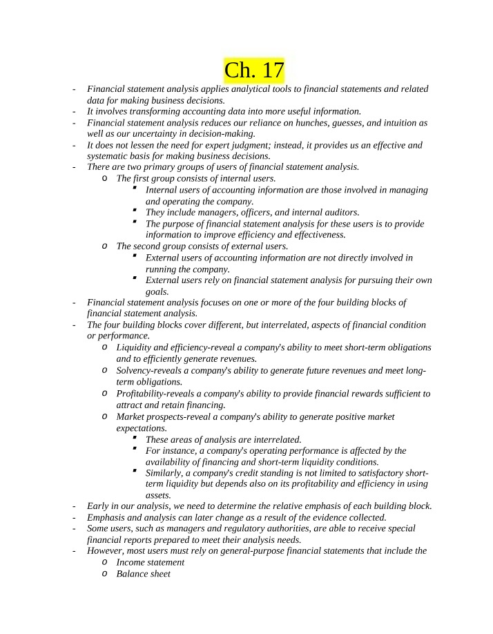 Guide to Financial Statement Analysis