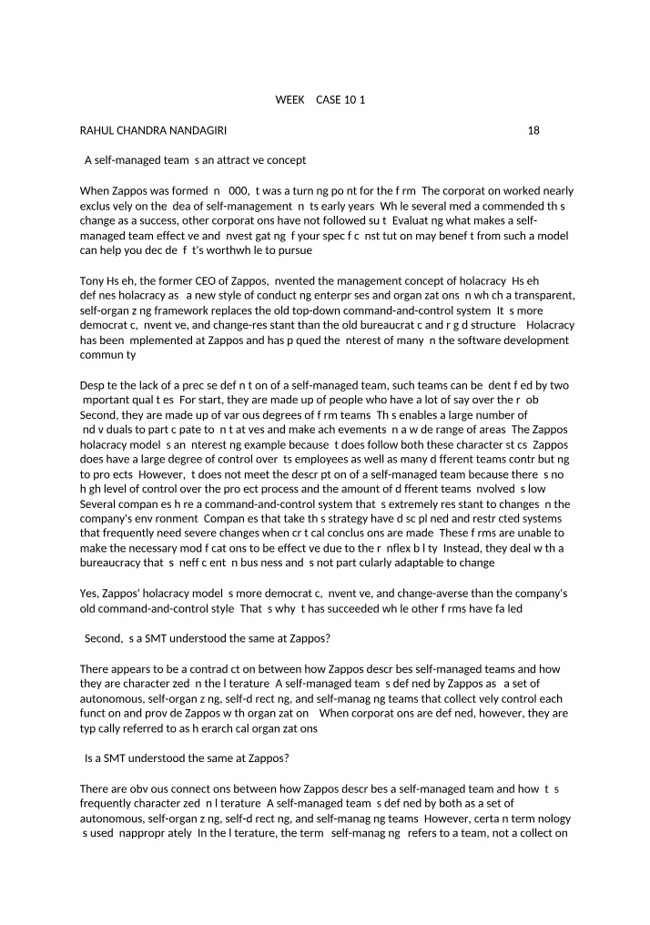 Zappos' Holacracy Model - A Self-Managed Team Evaluation