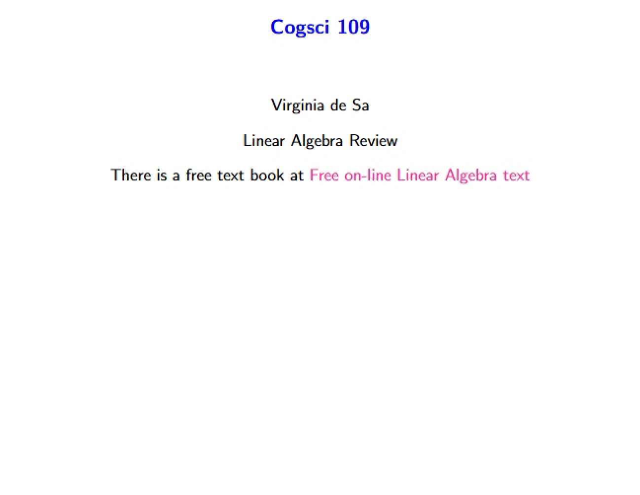 Mathematical Foundations: Linear Algebra