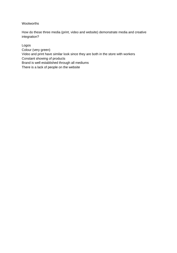 Woolworths Media Integration - Print and Video