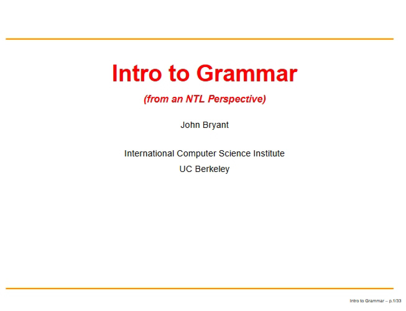 Introduction to Grammar