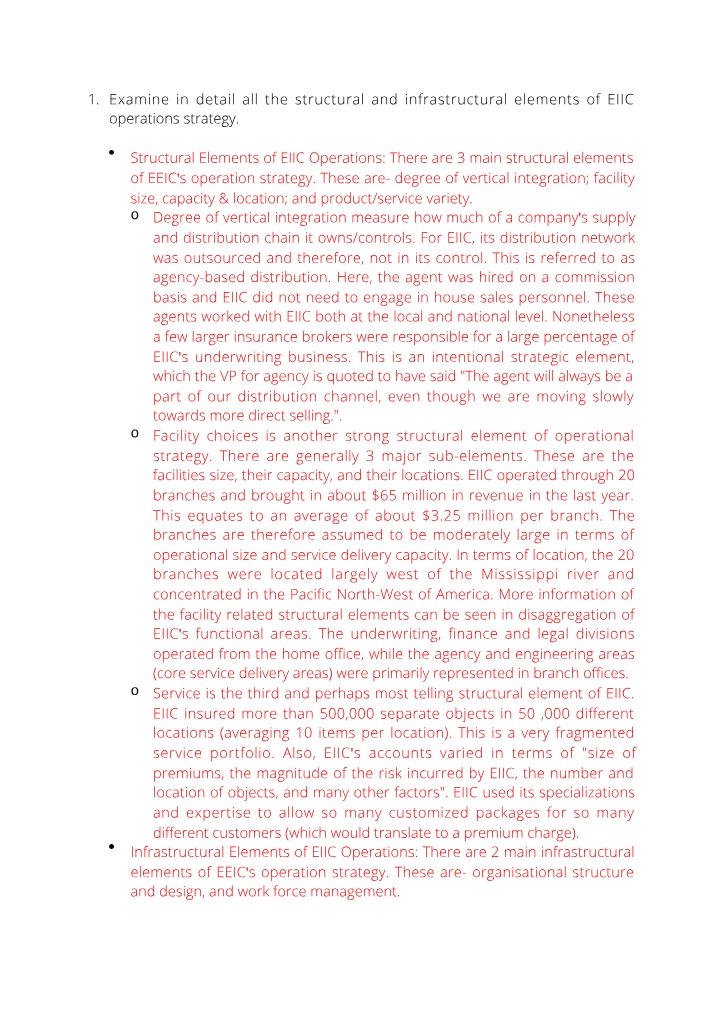 EIIC Operations Strategy - Structural and Infrastructural Elements