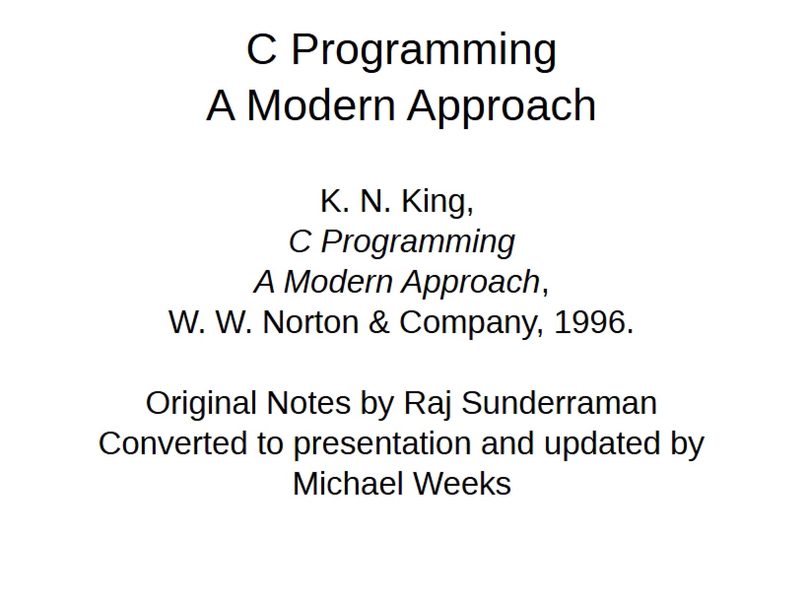 Notes for Chapter C