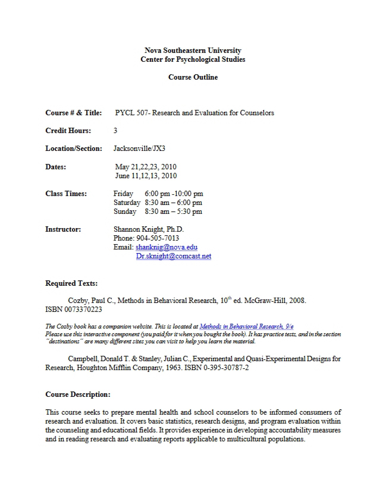 Counselor Research and Evaluation Plan