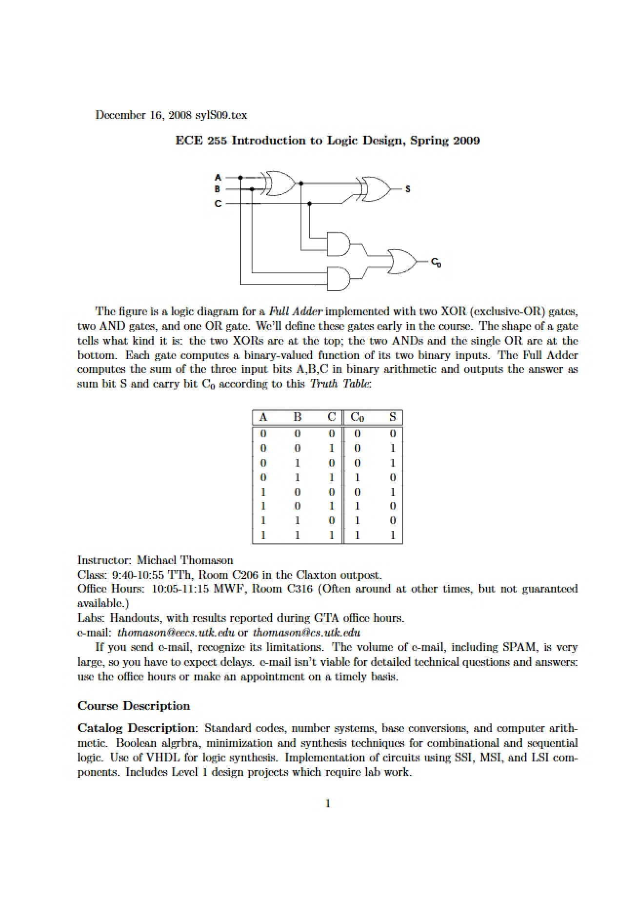 Syllabus for ECE 255