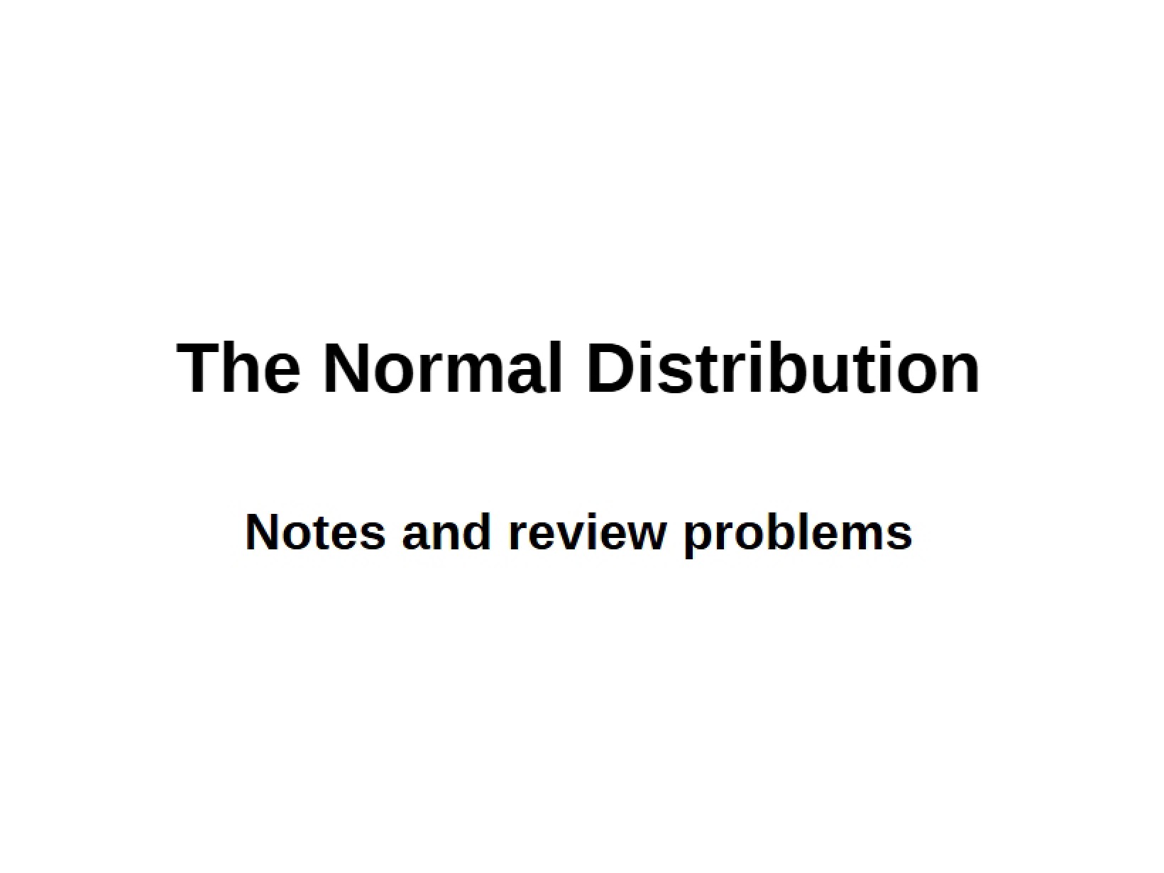 Normal Distribution Review