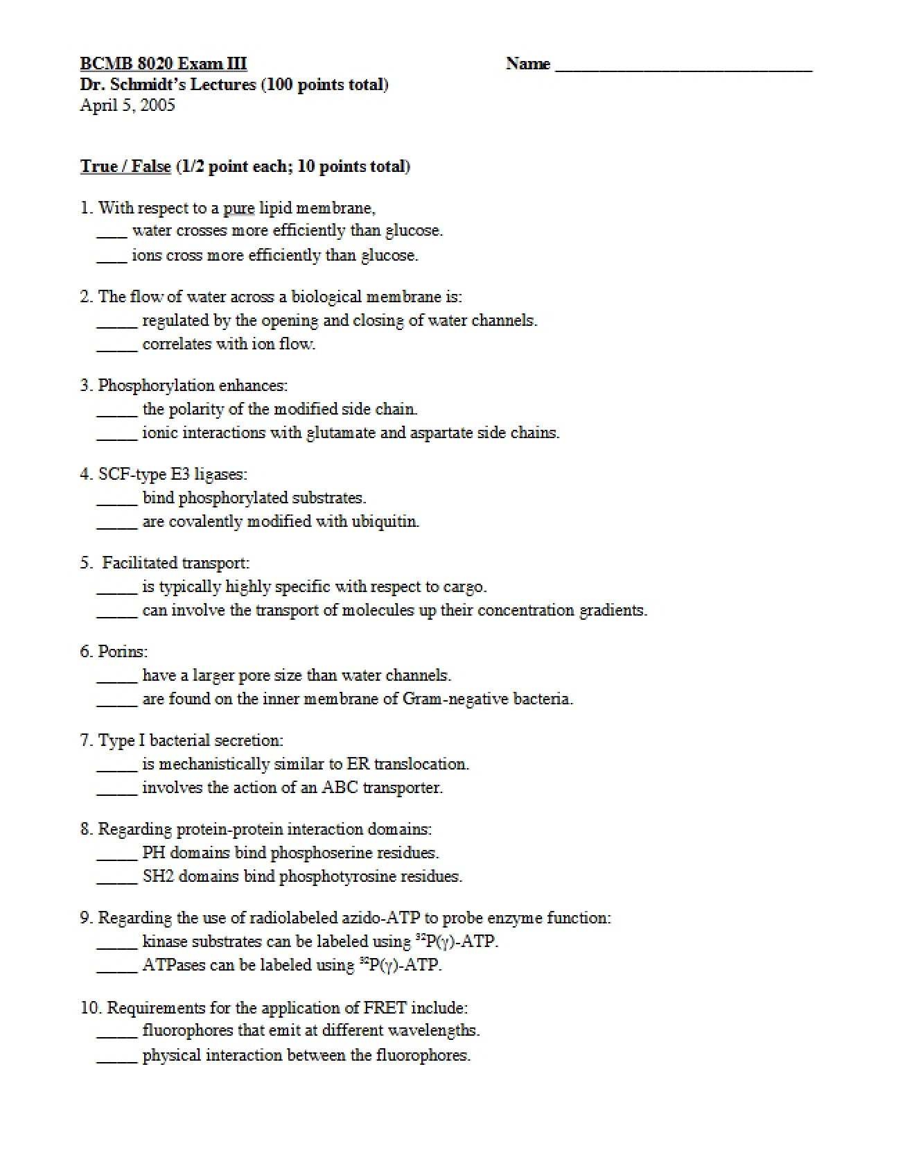 2005 Exam III