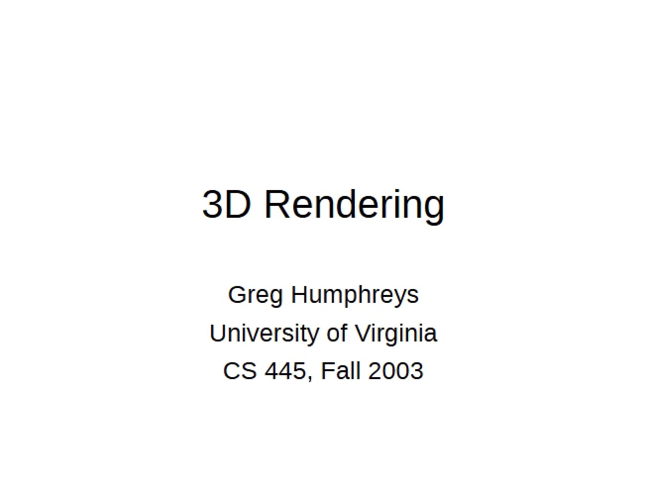Rendering in 3D