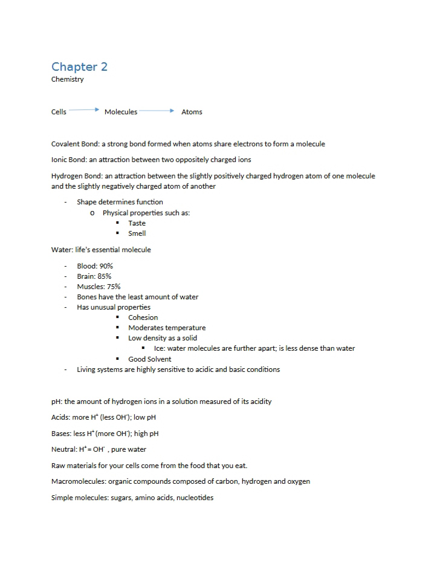 Chapter Two Notes