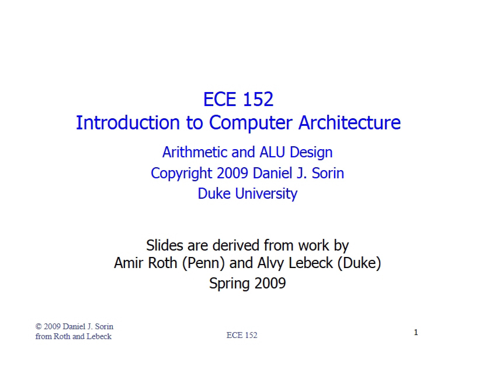 Computer Architecture Lecture - ECE 152