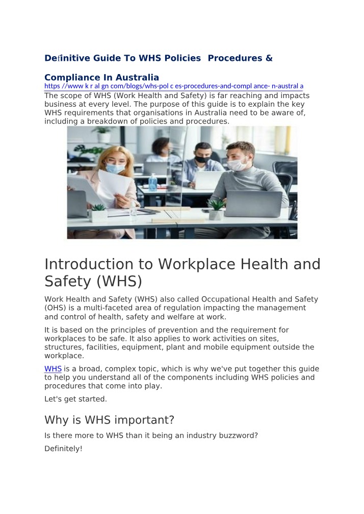 WHS Policies and Procedures Guide