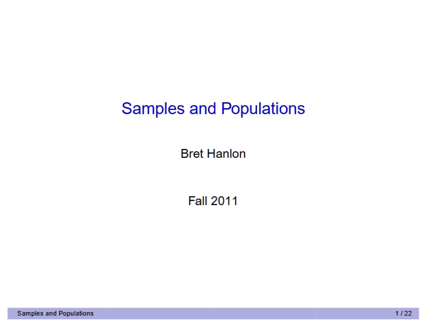 Populations and Samples