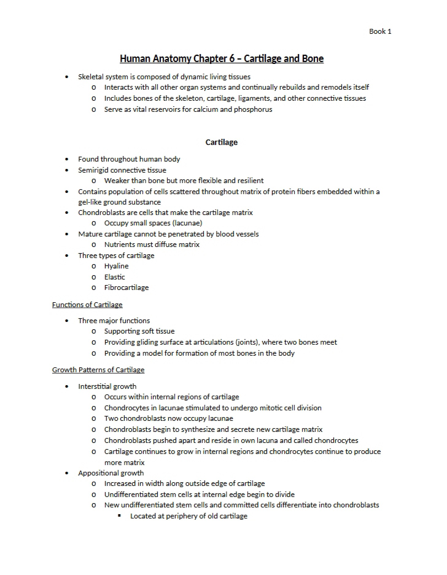 Bone and Cartilage (Human Anatomy Ch 6)