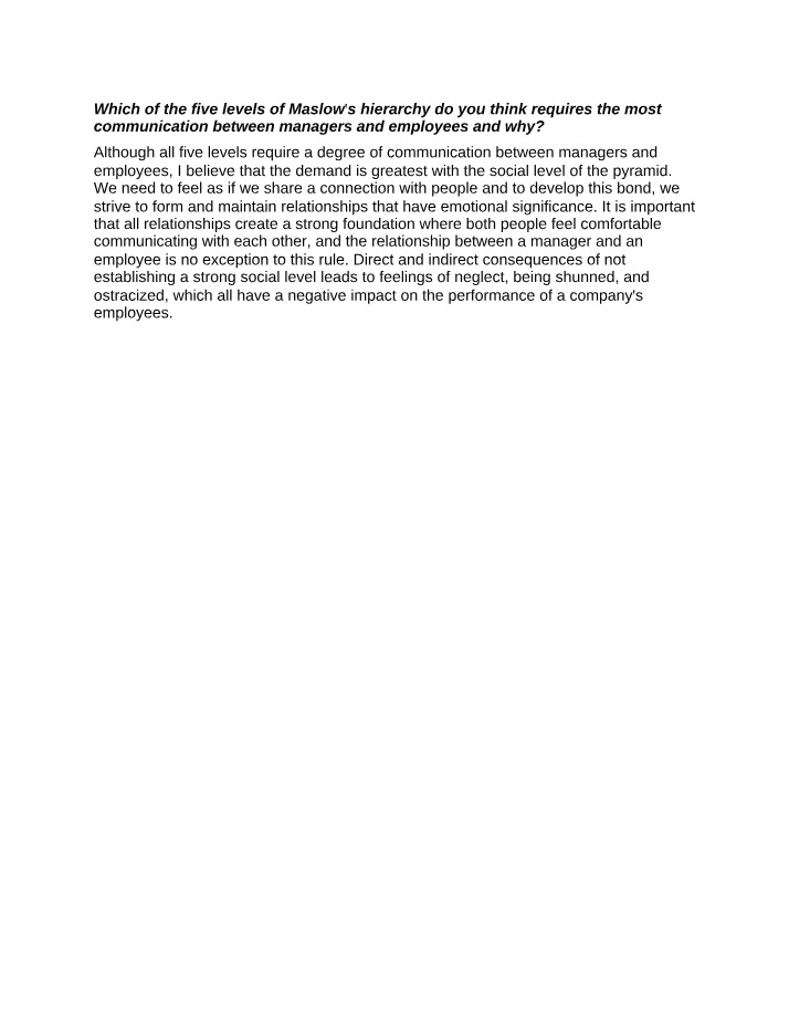 Maslow's Social Level - The Importance of Communication