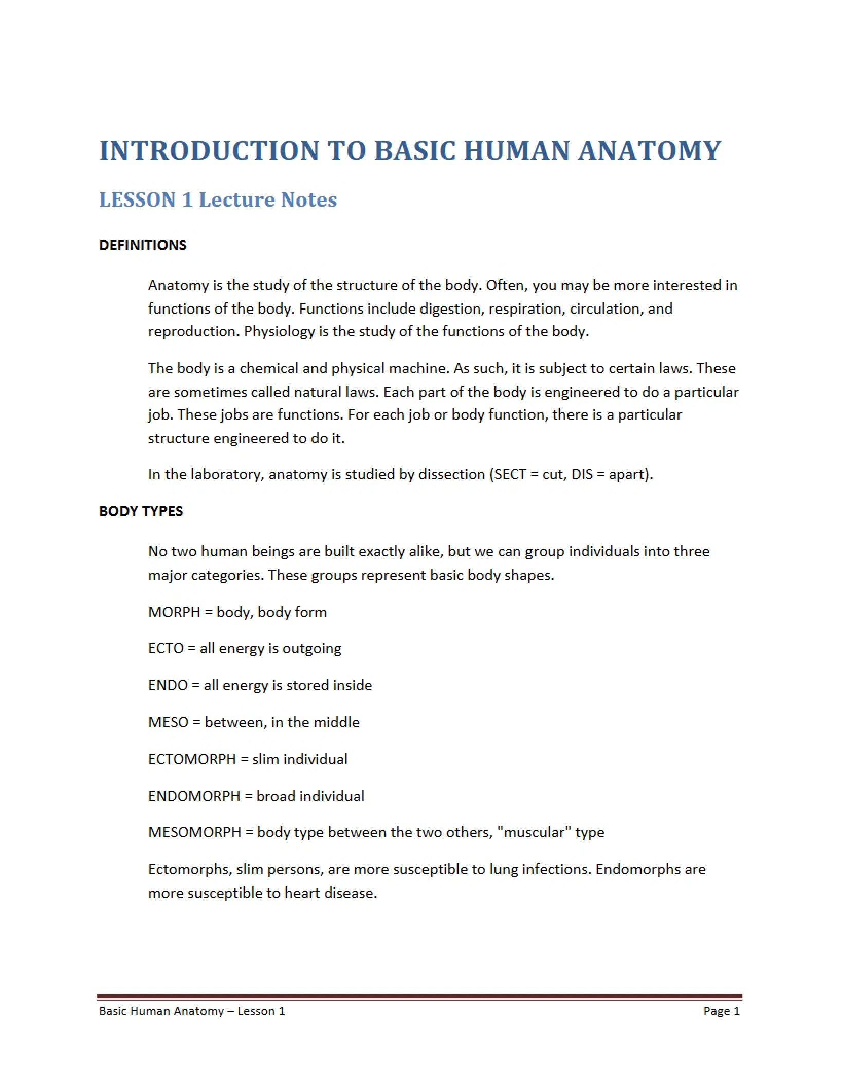 Lecture Notes (Lesson 1)
